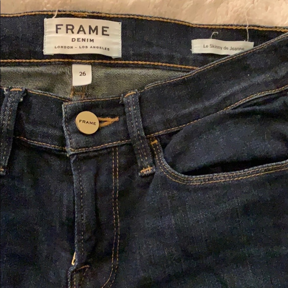 FRAME Dark Wash Skinny Jeans